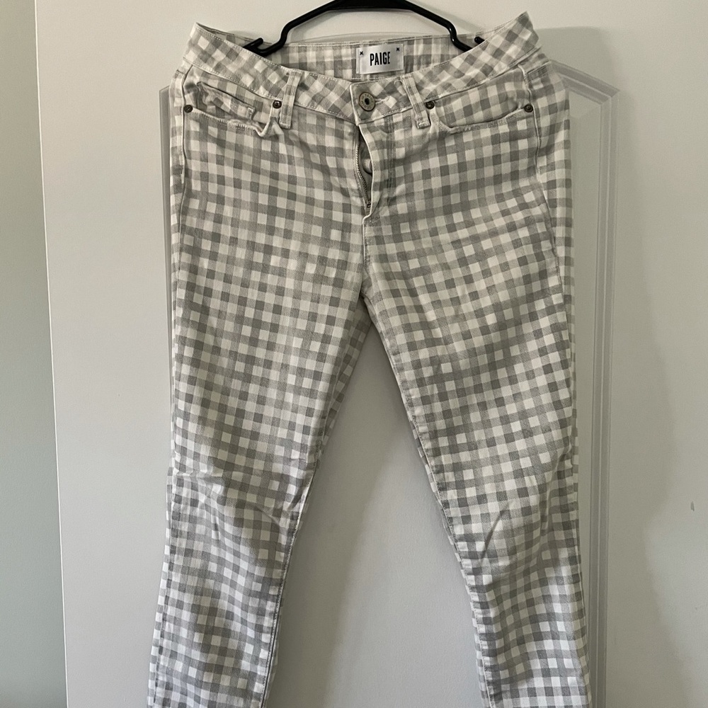 Gray and white gingham jeans!